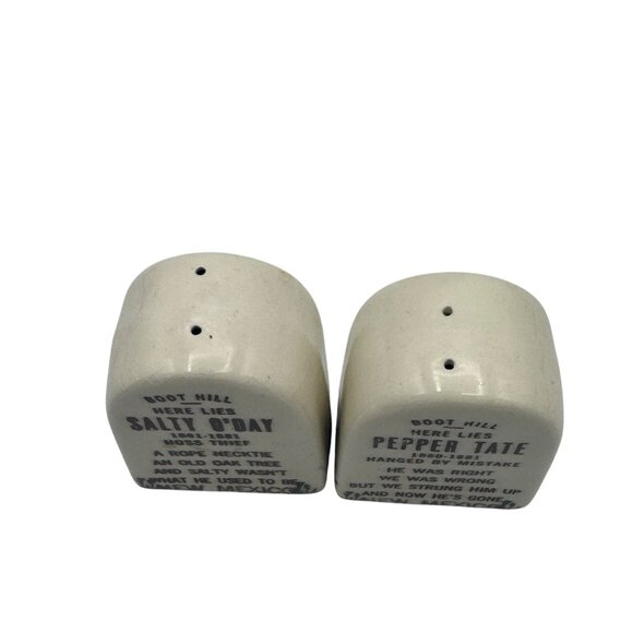 Vintage Boot Hill Salt & Pepper Shakers Ceramic Tombstone Design New Mexico - Picture 2 of 6